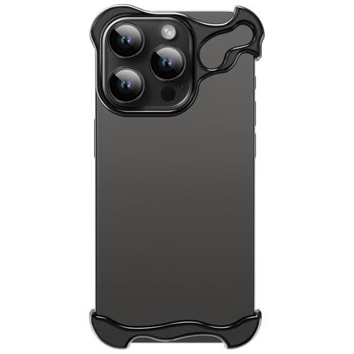 Frameless Phone Case Crafted for iPhone 14 Pro Black | Compatible with Lens Camera Protection, Metal Minimalist Design, Extremely Highlighting Personality - color: Aluminum Black, size: iPhone 14 Pro