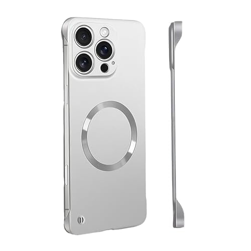 for iPhone Case,Luxury Magnetic Metal Gloss Matte Ultra Thin Frameless,Compatible with Magsafe Slim Hard PC Protection Shockproof Phone Case (Silver,iPhone 12 Pro) - color: Silver, size: iPhone 12 Pro