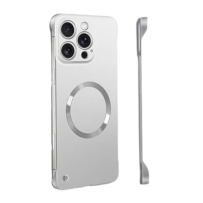 for iPhone Case,Luxury Magnetic Metal Gloss Matte Ultra Thin Frameless,Compatible with Magsafe Slim Hard PC Protection Shockproof Phone Case (Silver,iPhone 14 Pro) - color: Silver, size: iPhone 14 Pro