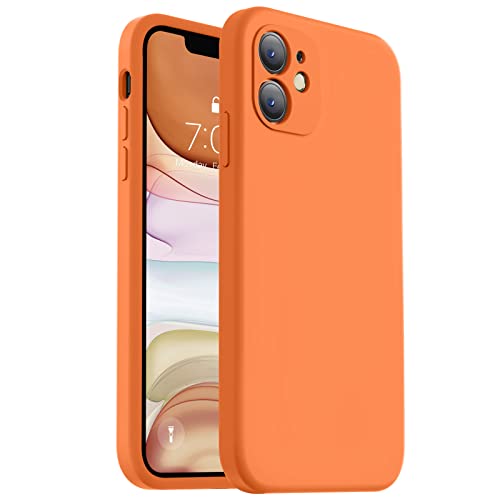 Vooii Compatible with iPhone 11 Case, Upgraded Liquid Silicone with [Flat Edges] [Camera Protection] [Soft Anti-Scratch Microfiber Lining] Phone Case for iPhone 11 6.1 inch - Bright Orange - color: Bright Orange, size: iPhone 11