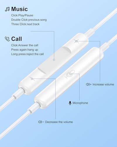 Lightning Headphones for iPhone 14/13/12 Pro Max, Wired Earbuds Lightning - color: White-1 Pack