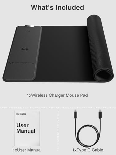 Wireless Charging Mouse Pad, 31.5"x11.8" Large Desk Mat, Smooth Glide - color: Black-31.5"x11.8"
