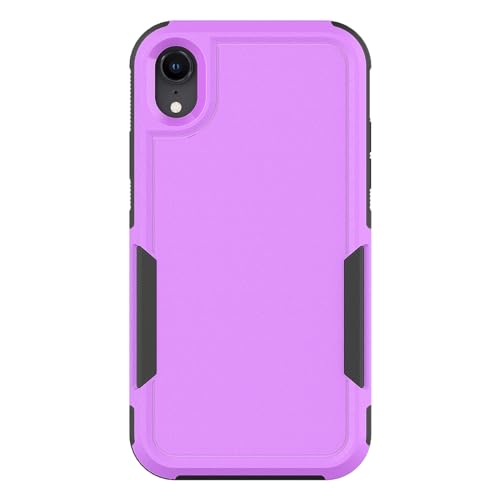 for iPhone XR Case: Dual Layer Protective Heavy Duty Cell Phone Case Shockproof Rugged Bumper Tough with Screen Protector - 16ft Military Grade Drop Tested for Appple iPhone XR (6.1 inch), Purple - color: Purple (PC) + Black (TPU)