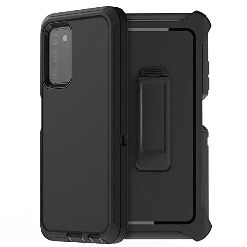 AICase for Galaxy A03S Case,Heavy Duty Drop Protection Full Body Rugged Shockproof/Dust Proof Military Protective Tough Durable Phone Cover for Samsung Galaxy A03S(US Version) - color: Black with Belt Clip