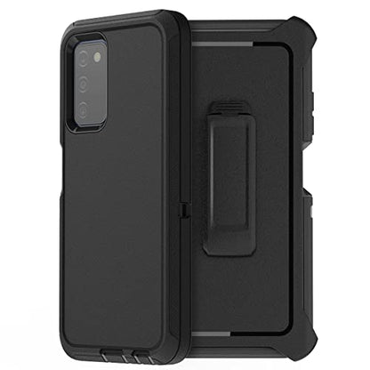 AICase for Galaxy A03S Case,Heavy Duty Drop Protection Full Body Rugged Shockproof/Dust Proof Military Protective Tough Durable Phone Cover for Samsung Galaxy A03S(US Version) - color: Black with Belt Clip