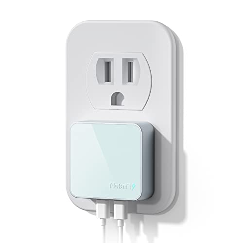 Nekmit Dual Port USB C Wall Charger, 40W PD Fast Charging USB C Wall Plug Adapter, Flat Thin Slim Charger Block for iPhone 17/17 Pro/17 Pro Max, Galaxy, MacBook Air, iPad, AirPods and More - color: Blue
