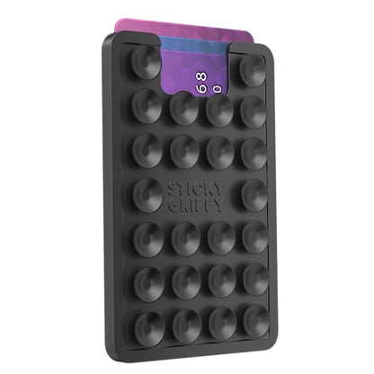 StickyGrippy Suction Card Holder Mount, Phone Wallet, Silicon Adhesive Accessory for iPhone and Android, Hands-Free Mirror Shower Holder, TikTok Videos and Selfies (Black) - color: Black