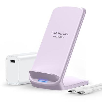 NANAMI Fast Charger, 15W Max Wireless Charging Stand with PD20W Adapter - color: Purple