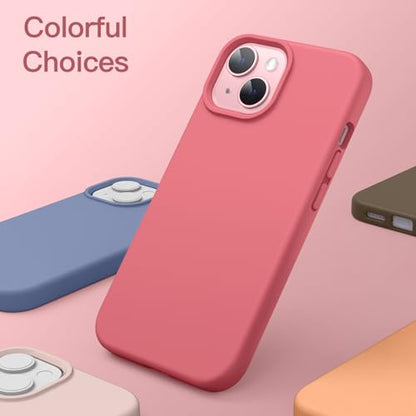 JETech Silicone Case for iPhone 15, Guava | Silky Soft Touch, Shockproof Protection, Scratch Resistant, Microfiber Lining - color: Guava, size: iPhone 15