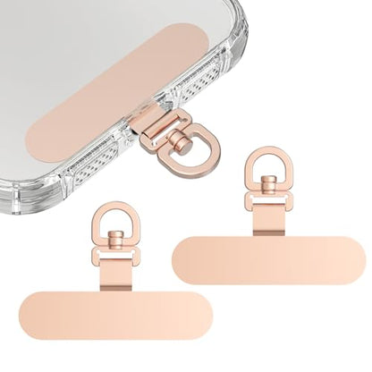 2 Pack Stainless Steel Phone Tether Tabs - Sturdy Universal Lanyard Patches for phone cases - color: Rose Gold