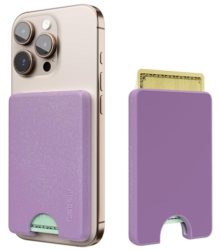 Casely MagWallet | Lavender Waves | Purple Shimmer | Slim Wallet Card Holder | Compatible with MagSafe | Soft-Touch Hard Silicone | Holds Up to 3 Cards - color: Lavender Waves | Purple Shimmer