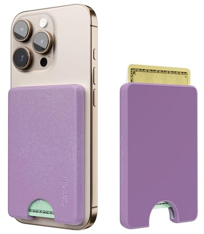 Casely MagWallet | Lavender Waves | Purple Shimmer | Slim Wallet Card Holder | Compatible with MagSafe | Soft-Touch Hard Silicone | Holds Up to 3 Cards - color: Lavender Waves | Purple Shimmer