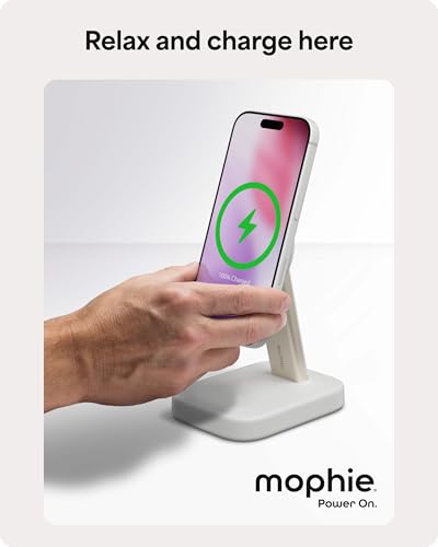 Mophie Wireless Charging Stand - Qi2-Certified, MagSafe Charger for iPhone - color: White, size: Charging Stand