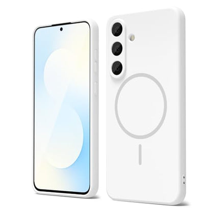 oakxco for Samsung Galaxy S25 FE Case Silicone Mag Safe, Magnetic Slim Thin Phone Case Compatible with Magsafe, Women Girls Cute Girly Aesthetic Soft Rubber Gel Safecase with Camera Cover, White - color: White, size: S25 FE