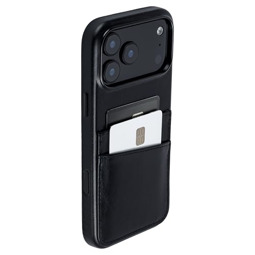 Dockem Genuine Leather Card Case for iPhone 17 Pro Max with Camera Control Button and Stitched-on Wallet with 2 Holder Slots (Black, M2GL) - color: Black, size: 17 Pro Max