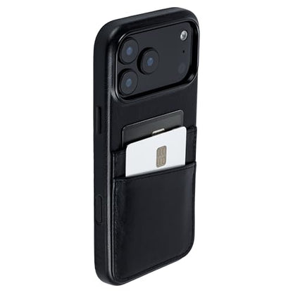 Dockem Genuine Leather Card Case for iPhone 17 Pro Max with Camera Control Button and Stitched-on Wallet with 2 Holder Slots (Black, M2GL) - color: Black, size: 17 Pro Max