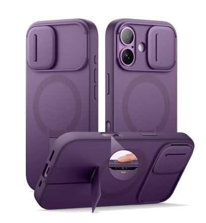 SURITCH for iPhone 17 Case with Camera Control Cover, Camera Slide Cover and Adjustable Kickstand, Compatible with MagSafe, Shockproof Bumper Protective Cases 6.3 Inch, Dark Purple - color: Dark Purple, size: IPhone 17-6.3"