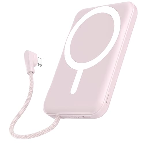 for Magsafe Power Bank 5000mAh, Slim Magnetic Portable Charger - color: Light Pink