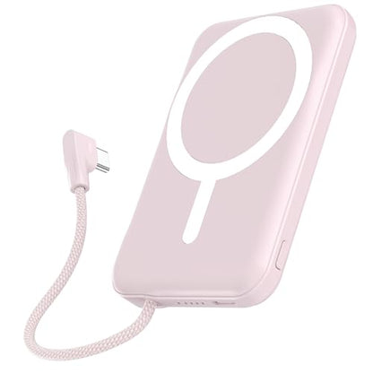 for Magsafe Power Bank 5000mAh, Slim Magnetic Portable Charger - color: Light Pink