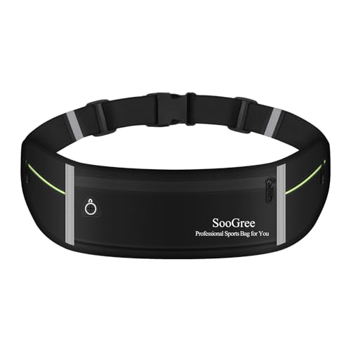 SooGree Slim Running Belt Sport Fanny Pack for Women Men,Reflective Waist Pack Runner Pouch Belt, Zipper Waterproof Running Phone Holder Jogging Pouch for Phone Money (GSP8806 Black) - color: GSP8806 Black