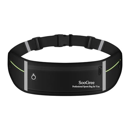SooGree Slim Running Belt Sport Fanny Pack for Women Men,Reflective Waist Pack Runner Pouch Belt, Zipper Waterproof Running Phone Holder Jogging Pouch for Phone Money (GSP8806 Black) - color: GSP8806 Black
