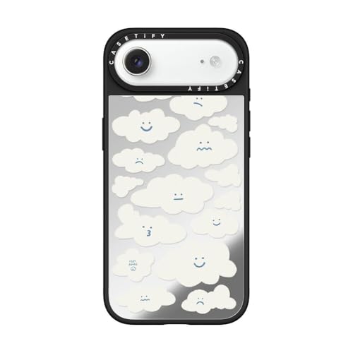 CASETiFY for iPhone Air Case - Mirror Compatible with MagSafe | Reflective | 4.9 ft. Drop Protection | Cute Clouds | Silver On Black - color: Cute Clouds, size: Iphone Air (6.5")