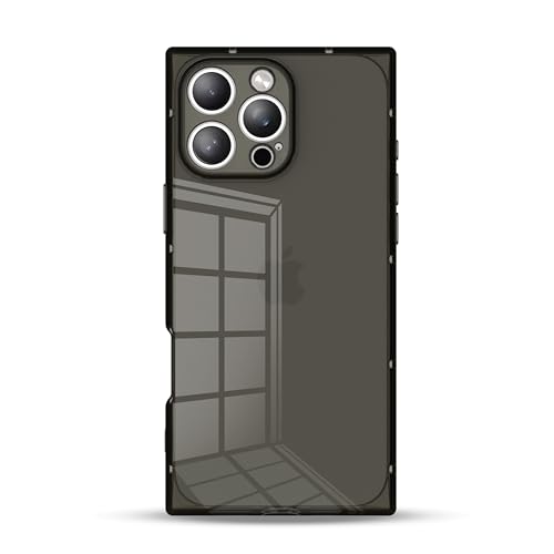IAIYOXI Rectangle Case Compatible for iPhone 15 Pro Max, Full Camera Protection & Reinforced Corners TPU Cushion Clear Cover, Shockproof Silicone Phone Case for Women Girls (iPhone 15 Pro Max, Black) - color: Black