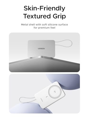 UGREEN Magflow Air 10000mAh Qi2 15W Wireless Power Bank Built-in Cable - color: White