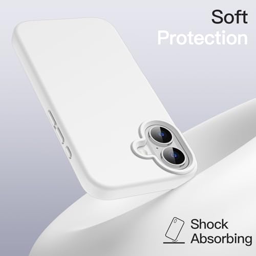 JETech Silicone Case for iPhone 16, White | Silky Soft Touch, Shockproof Protection, Scratch Resistant, Microfiber Lining - color: White, size: iPhone 16