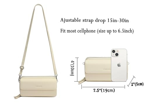 RFID Crossbody Wallet Wristlet Purse with Phone Pocket For Women Vegan Leather - color: Zb-saffiano Apricot White