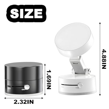 Vacuum Suction Magnetic Car Phone Holder, Rotatable Foldable Vehicle Smartphone Mount for Windshield Smooth Surface, Adjustable Automotive Cellphone Stand, Universal Fit (White)