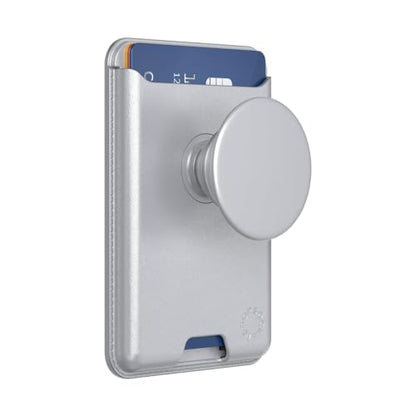 PopSockets Phone Wallet for MagSafe with Grip- Silver - color: Silver, style: With Grip