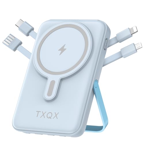 Wireless Portable Charger 10000mAh,Magnetic Power Bank with Built-in Cables LED Display,22.5W PD Fast Charging for Magsafe Battery Pack Compatible with iPhone16/15/14/13/12/Pro/Pro Max(Blue) - color: Blue