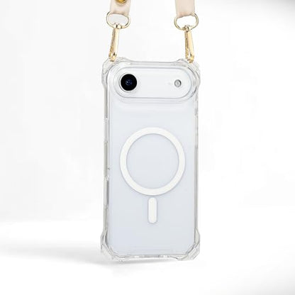 Magnetic for iPhone Air Crossbody Phone Case,Clear,Magnetic Soft Frame PC Back Shockproof Protective Phone Cover with Adjustable Detachable Lanyard,Compatible with MagSafe - color: Clear, size: iPhone Air