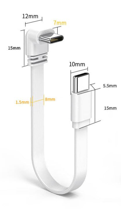 2-Pack 8inches-20cm 90° USB-C Cable, 100W PD Freeze-Resistant Extension for Tight Spaces (Car, Bedroom) - Compatible with iPhone, iPad - color: 90-Degree, size: 8inches/20cm