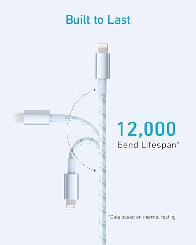 Anker USB A to Lightning Cable, MFi-Certified (1-Pack, 6 ft, Blue) - color: Blue, size: 6 feet