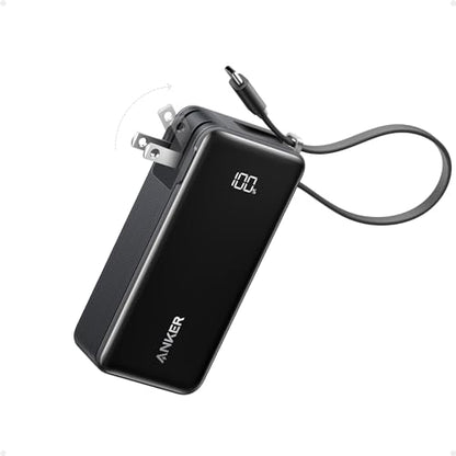 Anker Nano 3-in-1 Portable Charger,10,000mAh 30W Travel Power Bank - color: Black