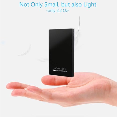 Portable Charger Power Bank 3000mAh Slim Dual USB Travel Black | Pocket Sized 2.2oz Light Design Charges Two Devices Simultaneously With FCC Safety Certified Circuit Protection