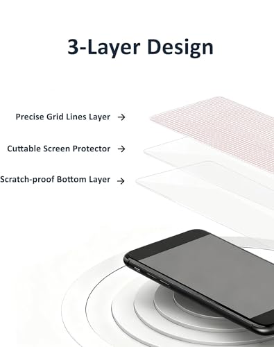 [2-Pack] Universal Cut to Fit Screen Protector with Grid Lines (300x202mm) DIY Trimmable HD Clear PET Film Protection, Anti-Scratch Screen Protective for Laptop, Tablet, Car GPS, Camera - size: S