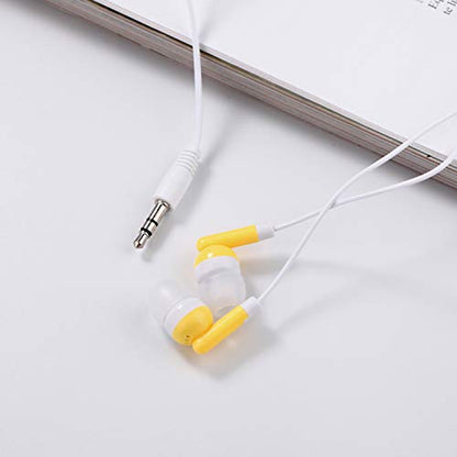 CN-Outlet Wholesale Earbuds Bulk Headphones Individually Bagged 50 Pack for iPhone, Android, MP3 Player for Schools, Libraries, Hospitals (Yellow) - color: Yellow