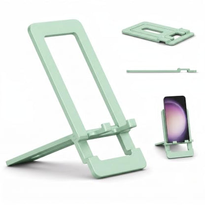 Ultra Slim Aluminum Card Phone Stand, Portable Foldable Pocket Cell Phone Holder, Adjustable Desktop Smartphone Stand for iPhone, Samsung, Android Phones, Travel Home (Lemon Green) - color: Lemon green