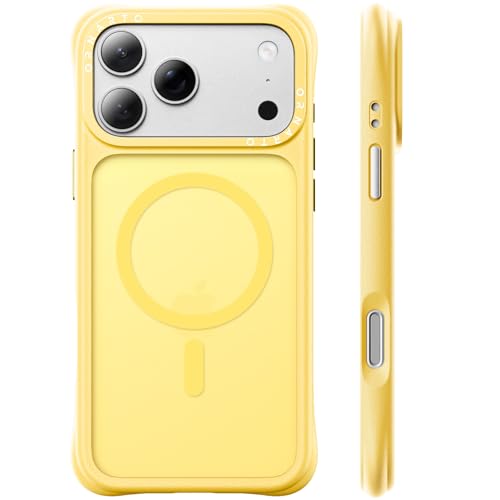 ORNARTO Magnetic for iPhone 17 Pro Max Case, Translucent Matte, Yellow | 20FT Military-Grade Drop Protection, Compatible with MagSafe, Slim & Lightweight, AirBuffer Corners, Gecko-Grip Interior - color: Light Yellow