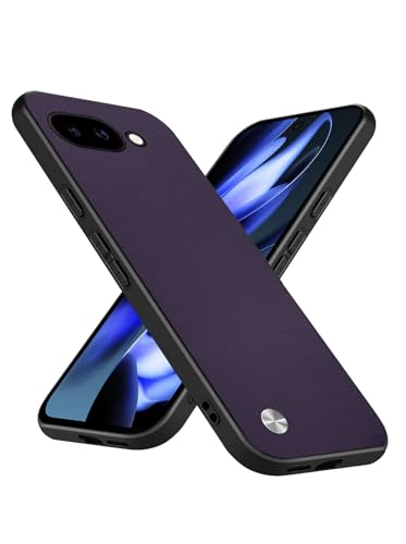 Slim Fit Case for Google Pixel 9a 6.3-Inch 2025, Soft TPU Edges + Faux Leather Back Cover, Anti-Fingerprint Scratch Shockproof Camera Protective for Google Pixel 9a Case (Purple) - color: Purple, size: Google Pixel 9a