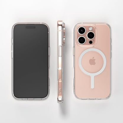 Sinjimoru for iPhone 16 Pro Clear Case, Compatible with MagSafe | M-Airclo Basic, anti-yellowing UV coating, shockproof PC TPU bumper, 1000G strong magnet - size: iPhone 16 Pro