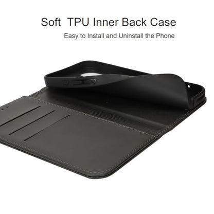Wallet Case for iPhone 16 Plus,Premium PU Leather Flip Folio Case with Card Slot,Stand Holder and Magnetic Closure TPU Shockproof Interior Protective Case,6.7 Inch,Black | Premium PU Leather, Flip Folio Purse Case, with Card Slot, Stand Holder,Magnetic Cl
