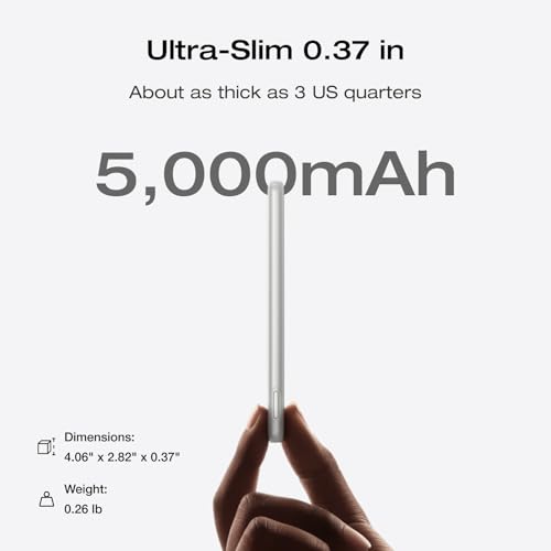 EF ECOFLOW Rapid Magnetic Portable Charger, Ultra-Slim 5,000mAh Wireless Charging Power Bank, Magsafe-Compatible Battery Pack for iPhone 16/15/14/13/12 Series - color: White