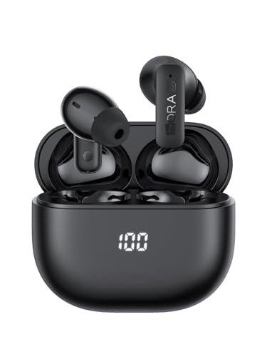 1 Hora Active Noise Cancelling Wireless Earbuds, Built-in 4 Mics, Bluetooth 5.4 in Ear Headphones, LED Display Stereo Bass Earphones with Charging case, for iPhone, Android Smartphone, Tablet, Laptop