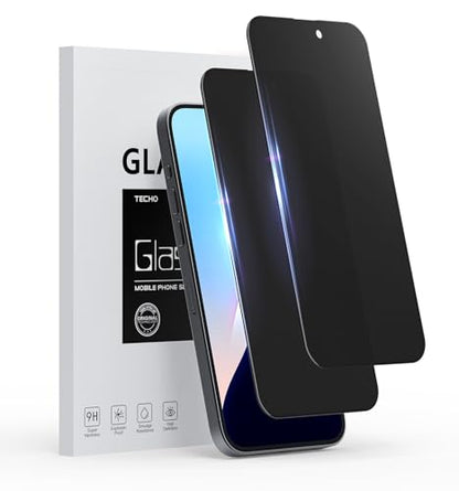 TECHO Privacy Screen Protector for iPhone 16 Pro Tempered Glass Film, Full Coverage Edge to Edge, Anti Spy Private, 9H Hardness, 2 Pack, 6.3 Inch (iPhone 16 Pro (6.3 inch)) - size: iPhone 16 Pro (6.3 inch)