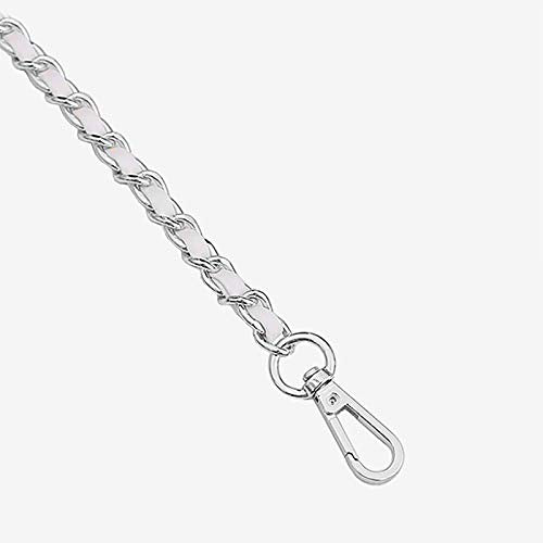 UnnFiko 43" DIY Bag Purse Chain Strap Replacement Crossbody Bag Straps Purse Accessories Straps Handmade Shoulder Bag Charms for Handbag Bags (White & Silver, Metal Chain) - color: White & Silver