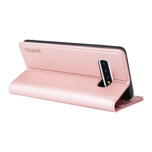 Compatible with Samsung Galaxy S10 Wallet Case PU Leather Flip Folio Case with Card Holder Magnetic Closure Shockproof Protective Phone Cover Rose Gold - color: Rose Gold, size: Samsung S10